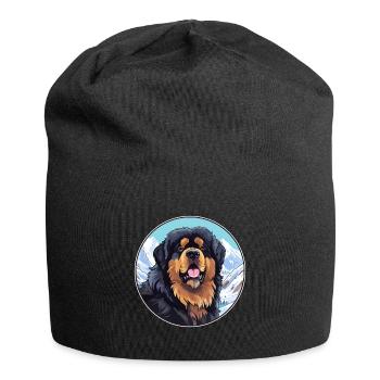 Tibetischer Mastiff Hunderasse Cartoon Kawaii Watercolo - Jersey-Beanie - Schwarz - Vorne