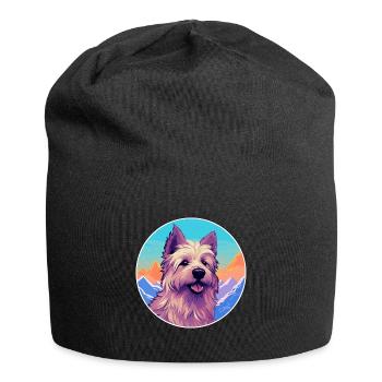 Berger Picard Hunderasse Cartoon Kawaii Aquarell - Jersey-Beanie - Schwarz - Vorne