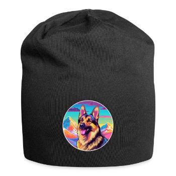 German Shepherd Dog Breed Cartoon Kawaii Watercolo - Jersey Beanie - black - Front
