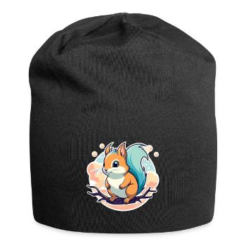 Illustration d’écureuil - Bonnet en jersey - noir - Devant