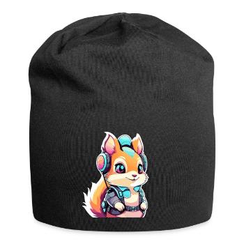 Illustration d’écureuil - Bonnet en jersey - noir - Devant