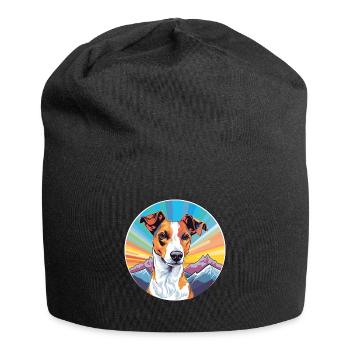Glatter Foxterrier Hunderasse Cartoon Kawaii Waterc - Jersey-Beanie - Schwarz - Vorne