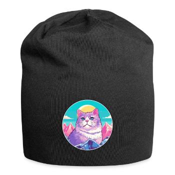 Australische Nebelkatze bunte Karikatur Aquarell il - Jersey-Beanie - Schwarz - Vorne