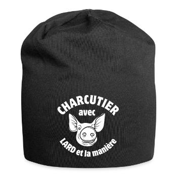 cochon, charcutier, jambon - Bonnet en jersey - noir - Devant
