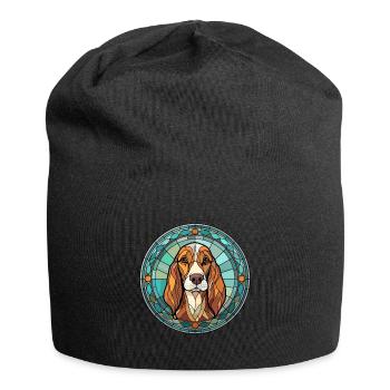 Arlequin russe chien chien race vitrail Co - Bonnet en jersey - noir - Devant