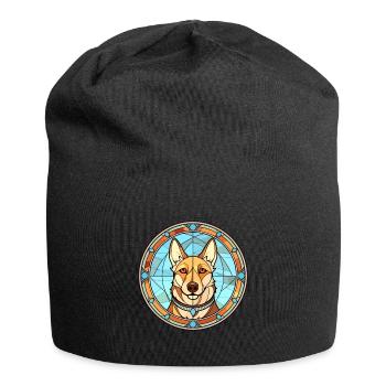 Westsibirische Laika-Hunderasse Buntglasfarbe - Jersey-Beanie - Schwarz - Vorne