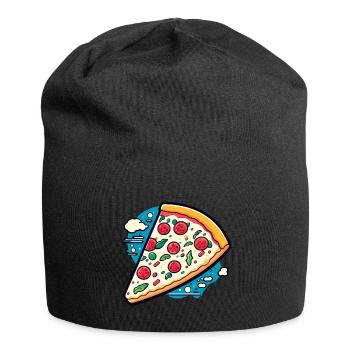 Dessin de tranche de pizza - Bonnet en jersey - noir - Devant