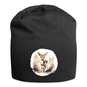 Fawn Watercolor - Jersey Beanie - black - Front