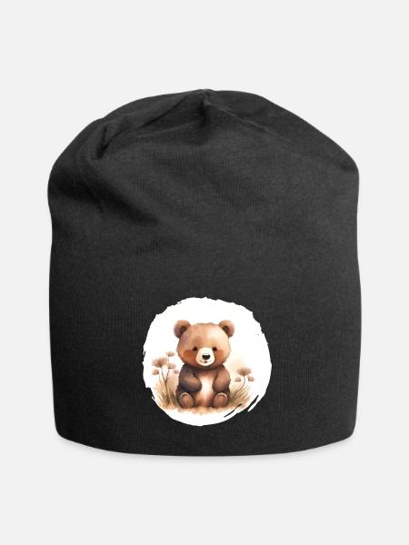 Bär Aquarell - Jersey-Beanie - Schwarz