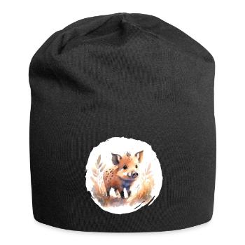 Wildschwein Ferkel Aquarell - Jersey-Beanie - Schwarz - Vorne