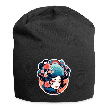 Geisha Illustration - Jersey-Beanie - Schwarz - Vorne