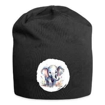 Aquarell Elefant - Jersey-Beanie - Schwarz - Vorne