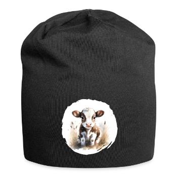 Calf Watercolor - Jersey Beanie - black - Front