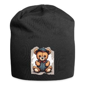 Denim Darling Teddy Bear Cute Adorable Girls Gift - Jersey Beanie - black - Front