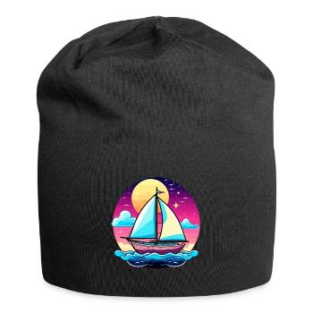 Illustration de voilier - Bonnet en jersey - noir - Devant