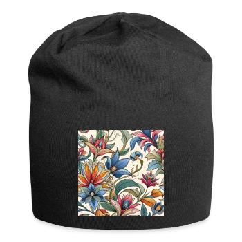 Colorful Plant Flowers - Jersey Beanie - black - Front