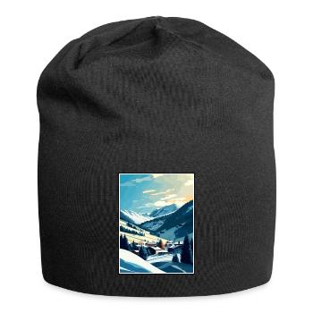 Saalbach Austria Vintage Travel Poster Souvenir - Jersey Beanie - black - Front