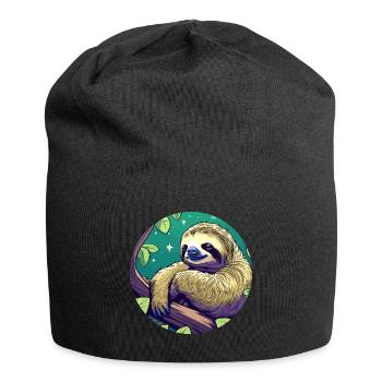 Illustration de paresseux endormi - Bonnet en jersey - noir - Devant