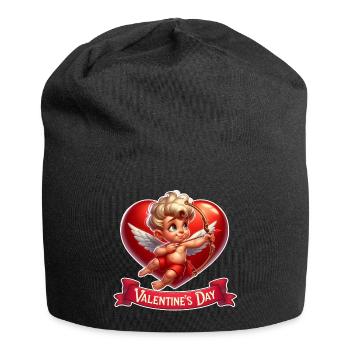 Valentinstag - Jersey-Beanie - Schwarz - Vorne