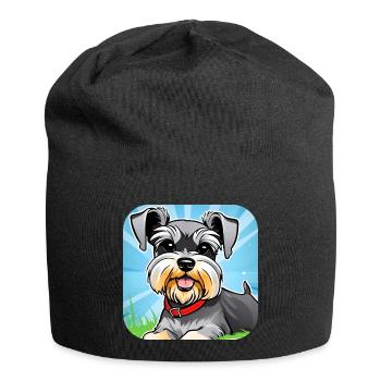 Chien Schnauzer mignon II - Bonnet en jersey - noir - Devant