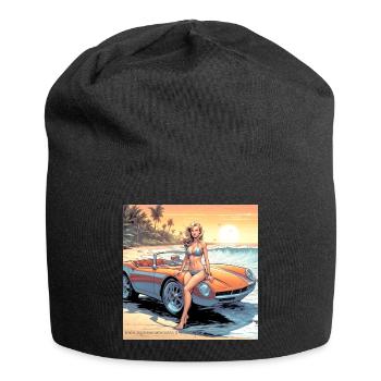 Fille avec voiture et nature de rêve 3 - Bonnet en jersey - noir - Devant