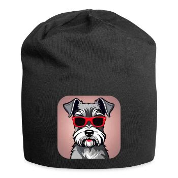 Chien schnauzer mignon avec des lunettes - Bonnet en jersey - noir - Devant