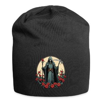 Illustration de fleurs de la Faucheuse - Bonnet en jersey - noir - Devant