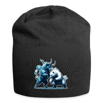 Finanzen Stier Bär Kampf Wallstreet Geschenk - Jersey-Beanie - Schwarz - Vorne
