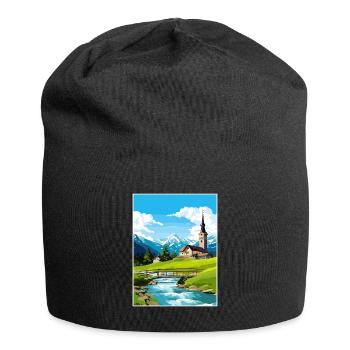 Ramsau Germany Berchtesgaden Vintage Travel Poster - Jersey Beanie - black - Front