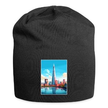 The Shard London England Vintage Travel Poster WPA - Jersey Beanie - black - Front