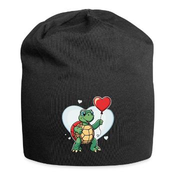 Schildkröte Herz - Valentinstag - Jersey-Beanie - Schwarz - Vorne