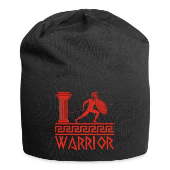 Roter antiker griechischer Krieger - Jersey-Beanie - Schwarz - Vorne