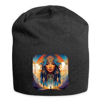 Chaman mystique avec plumes VI - Bonnet en jersey - noir - Devant