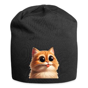 Cat with huge eyes - Jersey Beanie - black - Front
