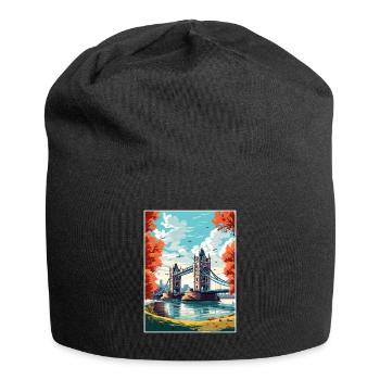 Tower Bridge England Vintage Reiseposter WPA Kunst - Jersey-Beanie - Schwarz - Vorne