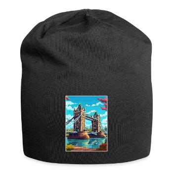 Tower Bridge England Vintage Reiseposter WPA Kunst - Jersey-Beanie - Schwarz - Vorne