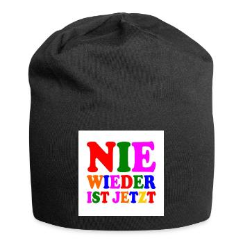 Nie wieder ist jetzt - Jersey-Beanie - Schwarz - Vorne