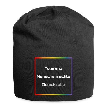 Regenbogen Toleranz Menschenrechte Demokratie - Jersey-Beanie - Schwarz - Vorne
