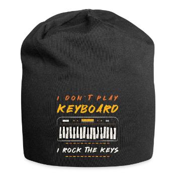 « Je ne joue pas du clavier - je berce les touches » piano - Bonnet en jersey - noir - Devant