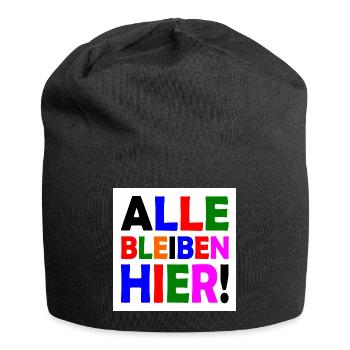 Alle bleiben hier - Jersey-Beanie - Schwarz - Vorne