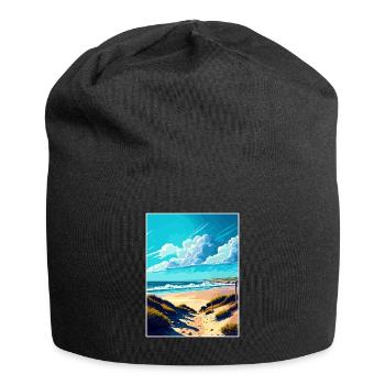 Half Moon State Beach California Travel Poster - Jersey Beanie - black - Front