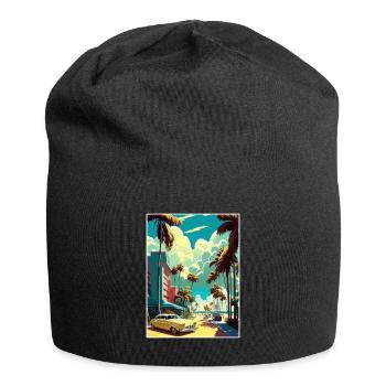 South Beach Florida Vintage Travel Poster Souvenir - Jersey Beanie - black - Front