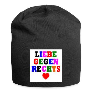Liebe gegen rechts - Jersey-Beanie - Schwarz - Vorne