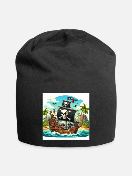 Piratenschiff auf hoher See - Jersey-Beanie - Schwarz