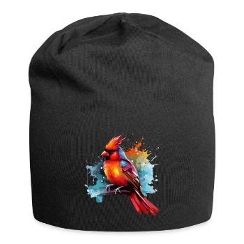 Colorful Red Cardinal Splashes of Paint Splashes - Jersey Beanie - black - Front