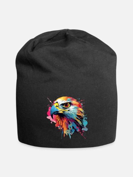 Bunter Falke Farbkleckse Farbspritzer - Jersey-Beanie - Schwarz