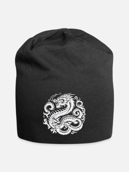 Chinesisches Drachen-Tattoo - Jersey-Beanie - Schwarz