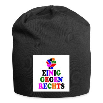 Einig gegen rechts - Jersey-Beanie - Schwarz - Vorne