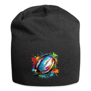 Colorful rugby ball paint splashes - Jersey Beanie - black - Front