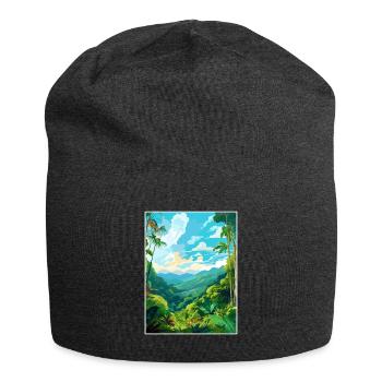 Amazone Regenwald Vintage Reiseposter Souvenir - Jersey-Beanie - Anthrazit - Vorne
